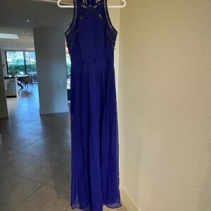 Rebecca Taylor Blue Halter Maxi Gown